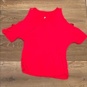 Red Open Shoulder Tee